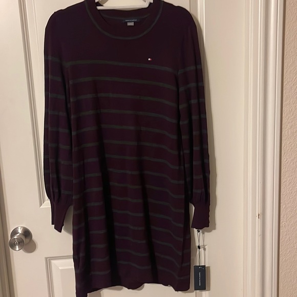 Tommy Hilfiger striped sweater dress. Size M. Button design on sleeve - Picture 1 of 5